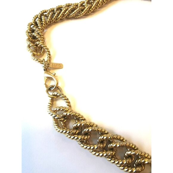 Alfred Sung Braided Gold Tone Necklace Vintage - Picture 7 of 9